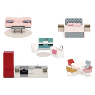 Lundby dukkehusmøbler 17 deler