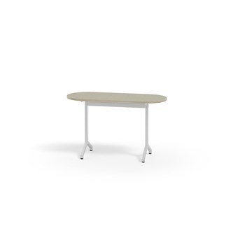 Bord Pilare akustikk linoleum oval 120x50 cm hvit