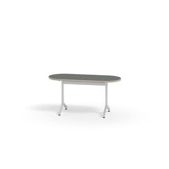 Bord Pilare akustikk linoleum oval 120x50 cm hvit
