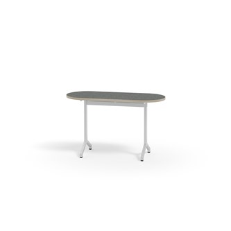 Bord Pilare akustikk linoleum oval 120x50 cm hvit