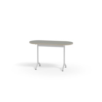 Bord Pilare akustikk linoleum oval 120x50 cm hvit
