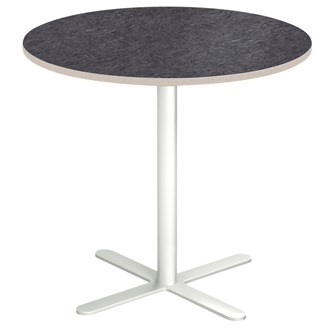 Søylebord Cross X Ø80 cm akustikk linoleum hvit