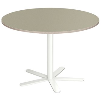 Søylebord Cross X Ø110 cm akustikk linoleum hvit