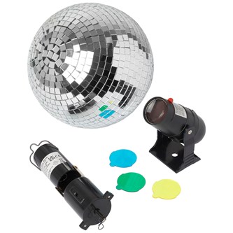 Discokule med motor og farget spotlight