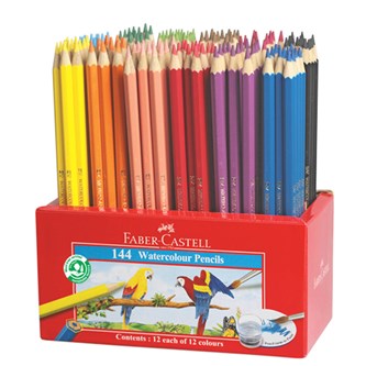 Akvarellfargeblyanter Faber Castell sekskantet 144 stk