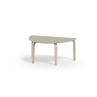Bord Arcus linoleum halvrundt 120-80 cm hvitpigmentert bjørk
