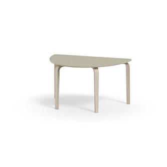 Bord Arcus linoleum halvrundt 120-80 cm hvitpigmentert bjørk