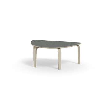Bord Arcus linoleum halvrundt 120-80 cm hvitpigmentert bjørk