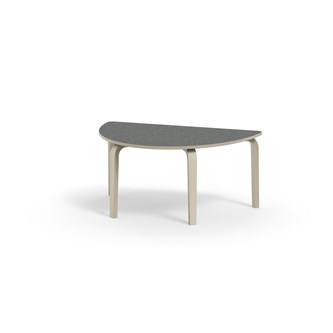 Bord Arcus linoleum halvrundt 120-80 cm hvitpigmentert bjørk