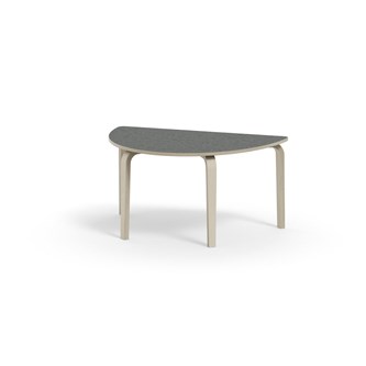 Bord Arcus linoleum halvrundt 120-80 cm hvitpigmentert bjørk