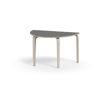 Bord Arcus linoleum halvrundt 120-80 cm hvitpigmentert bjørk