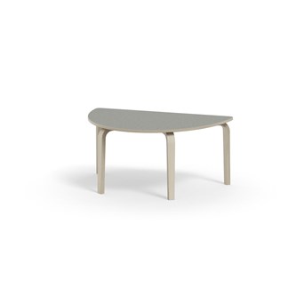 Bord Arcus linoleum halvrundt 120-80 cm hvitpigmentert bjørk