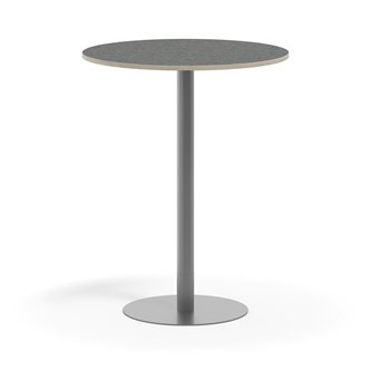 Søylebord Pilastro Ø90 cm akustikk linoleum sølv