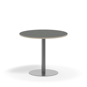 Søylebord Pilastro Ø90 cm akustikk linoleum sølv