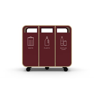 Søppelkasse Cloud 3 på hjul klarlakkert MDF waste, plastic & bottles cans
