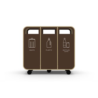 Søppelkasse Cloud 3 på hjul klarlakkert MDF waste, plastic & bottles cans