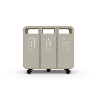 Søppelkasse Cloud 3 på hjul klarlakkert MDF waste, plastic & bottles cans