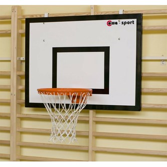 Basketballplate med kurv til ribbevegg