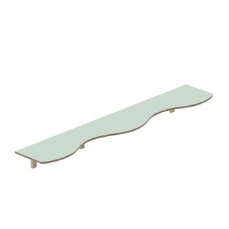Curve hylle B200xD36xH20cm, kryssfiner 15 mm