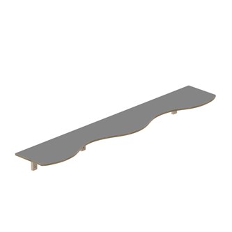 Curve hylle B200xD36xH20cm, kryssfiner 15 mm