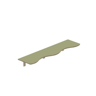 Curve hylle B140xD36xH20cm, kryssfiner 15 mm