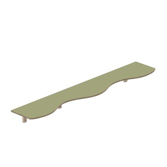 Curve hylle B200xD36xH20cm, kryssfiner 15 mm