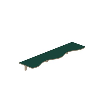 Curve hylle B140xD36xH20cm, kryssfiner 15 mm
