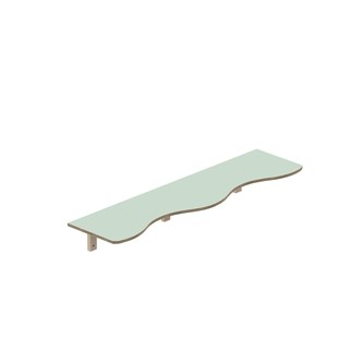 Curve hylle B140xD36xH20cm, kryssfiner 15 mm