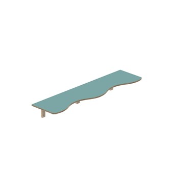 Curve hylle B140xD36xH20cm, kryssfiner 15 mm