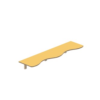 Curve hylle B140xD36xH20cm, kryssfiner 15 mm