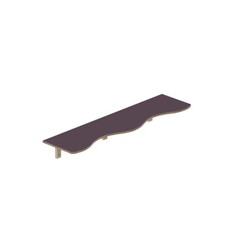 Curve hylle B140xD36xH20cm, kryssfiner 15 mm