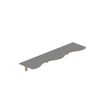 Curve hylle B140xD36xH20cm, kryssfiner 15 mm