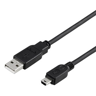 USB 2.0 Ladekabel Type A hann - Type Mini-B hann, 0,5m svart