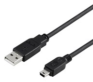USB 2.0 Ladekabel Type A hann - Type Mini-B hann, 0,5m svart