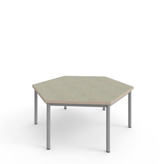 Bord 12:38 akustikk linoleum sekskant 120x120 cm sølv