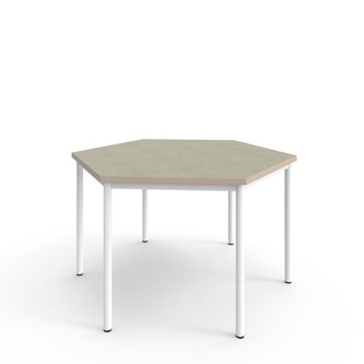 Bord 12:38 akustikk optimal linoleum sekskant 120x120 cm hvitt