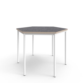 Bord 12:38 akustikk optimal linoleum sekskant 120x120 cm hvitt
