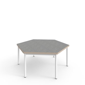 Bord 12:38 akustikk optimal linoleum sekskant 120x120 cm hvitt