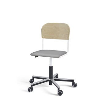 Stol Matte FSC gas Alu hjul LS hvit