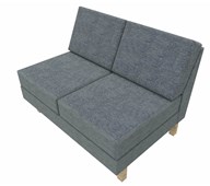 Sofa Labyrint 2-seter uten armlene, sh 42cm. Kledd i stoff Rivet EGL