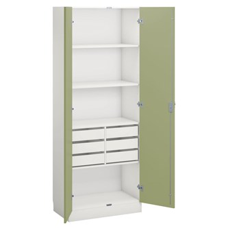 Norden materialskap 6 skuffer 80x47x210 cm hvit