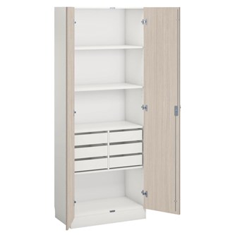 Norden materialskap 6 skuffer 80x47x210 cm hvit