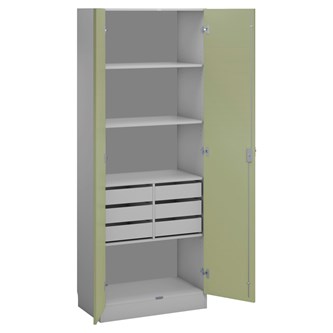 Norden materialskap 6 skuffer 80x47x210 cm lys grå