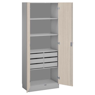 Norden materialskap 6 skuffer 80x47x210 cm lys grå