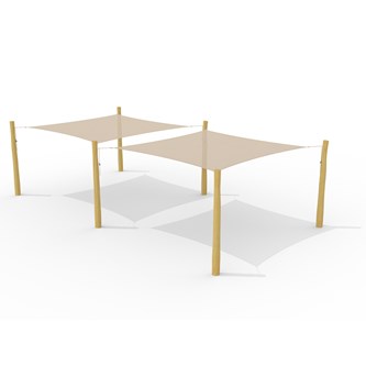 Lekolar dobbelt solseil med stolper 7,2x3,6m