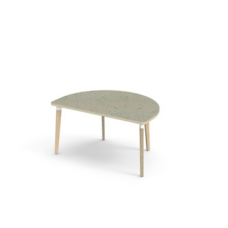 Bord Grow linoleum halvrundt 120-80 cm hvit mansjett