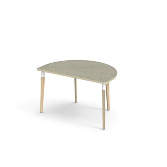 Bord Grow linoleum halvrundt 120-80 cm hvit mansjett