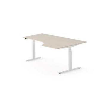 Skrivebord Work FSC BX T-E høyre 180x120 cm hvitt stativ