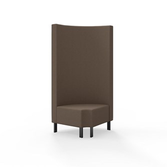 Modulsofa Snake hjørne 90° R12 rund metallben sh 43 høy rygg