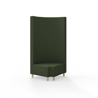 Modulsofa Snake hjørne 90° R12 rund treben sh 37,5 høy rygg
